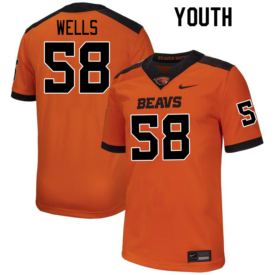 Youth #58 Van Wells Oregon State Beavers College Football Jerseys Stitched-Orange